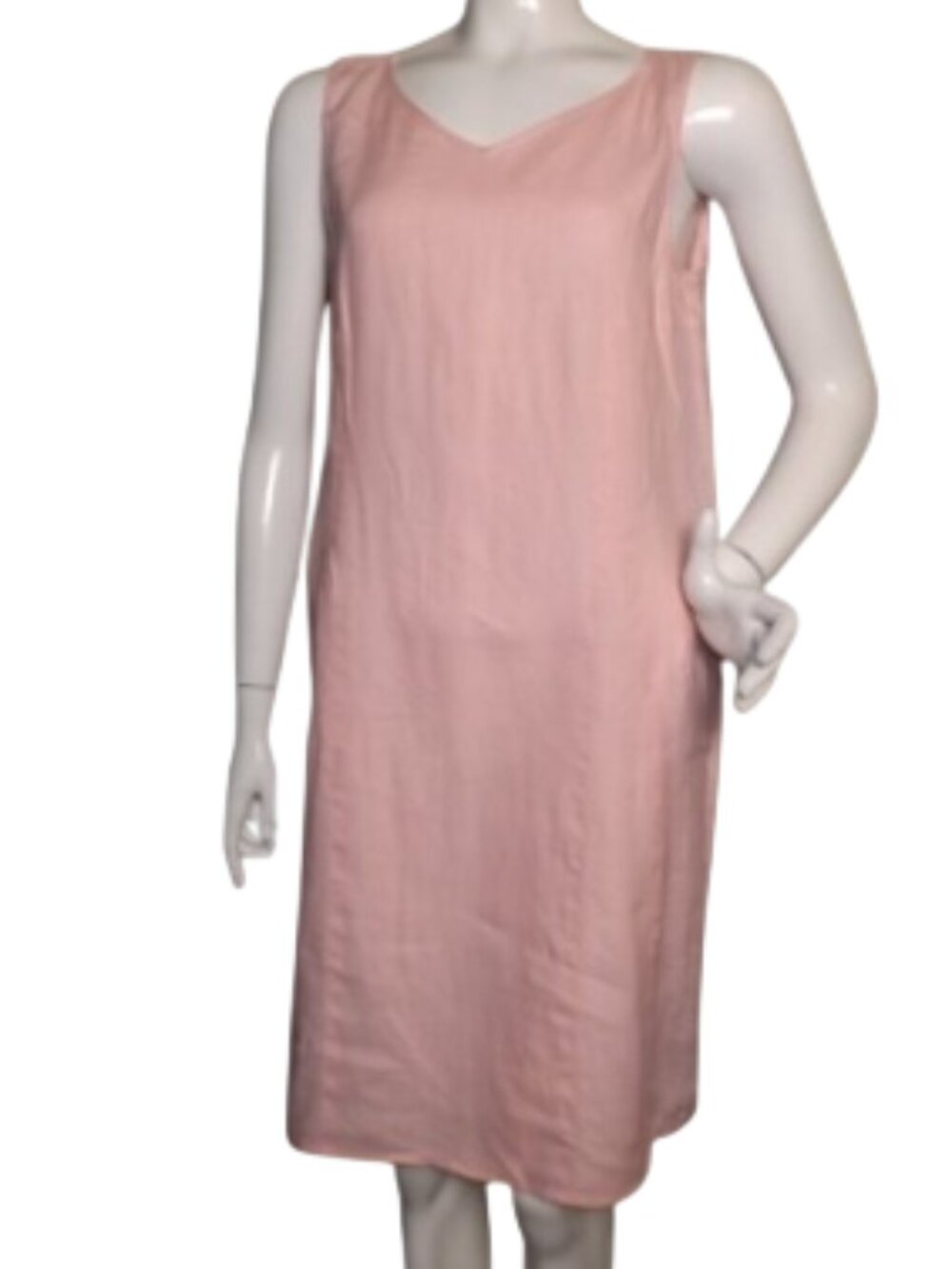 J.JILL Linen Dress, M, Pink Shift, Sleeveless, V-neck, Knee length - Picture 4 of 12
